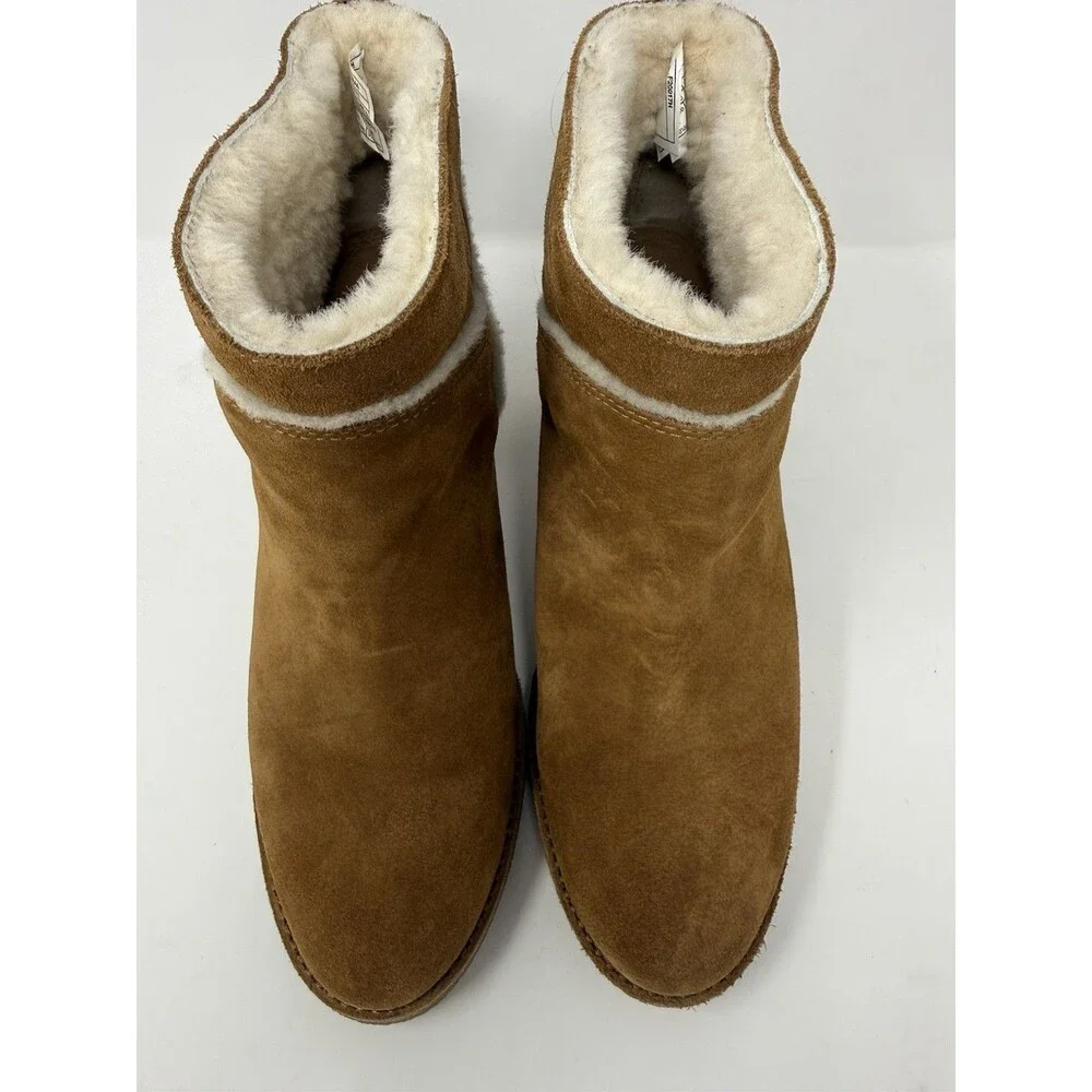 UGG Kasen Chestnut Suede Shearling Ankle Boots Womens 8.5